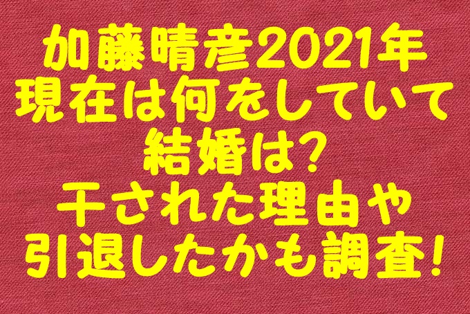 加藤晴彦21年現在は何をしていて結婚は 干された理由や引退したかも調査 Gix Sblog